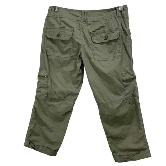 Vintage Y2K Low Rise Green Cargo Capris Gasoline Size 28 Utility Pockets - Picture 5 of 9